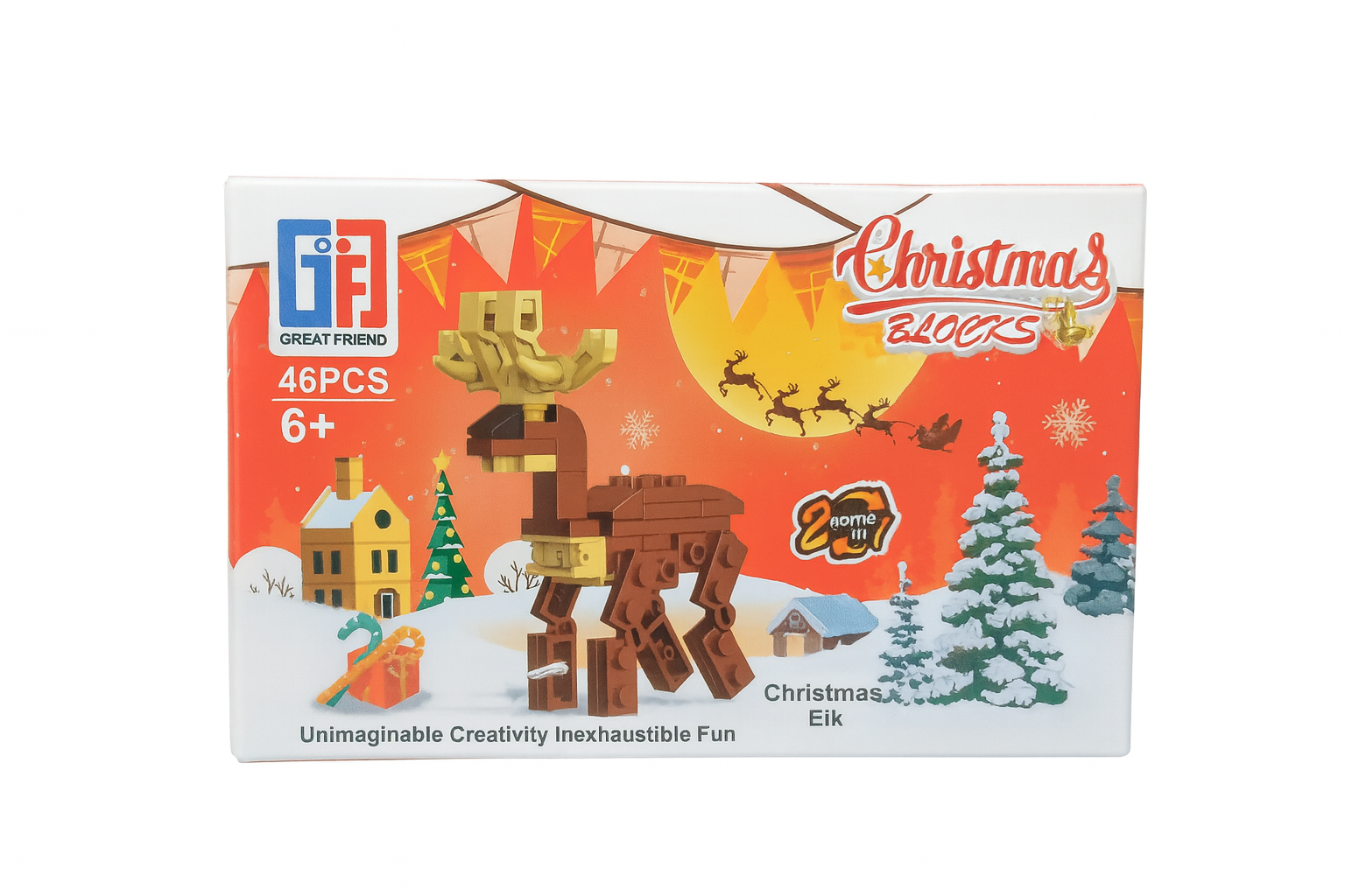 Set di Costruzioni Renna Natalizia – 46 Pezzi GF Great Friend