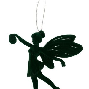 Appendino natalizio fata verde floccata Maxi Life. Decorazione elegante e vellutata per il tuo albero di Natale.