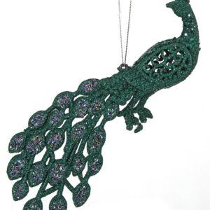 Appendino Natalizio Pavone Verde Floccato – Decorazione Albero di Natale