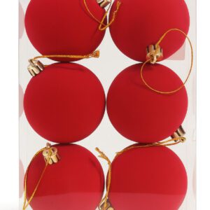 Palline di Natale Floccate Rosse 6 cm (6 pz) | Addobbi per Albero di Natale