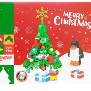 Set di Costruzioni Albero di Natale con Pinguino – 221 Pezzi con Luci LED