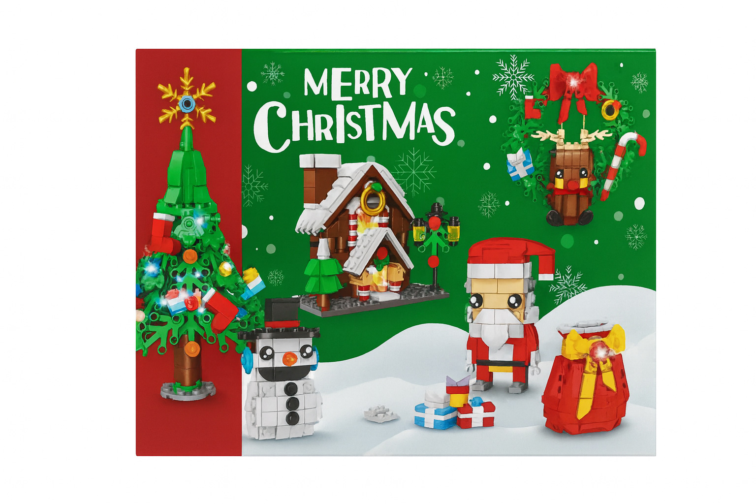 Set di Costruzioni Natalizio Babbo Natale e Casetta di Pan di Zenzero – 304 Pezzi con Luci LED