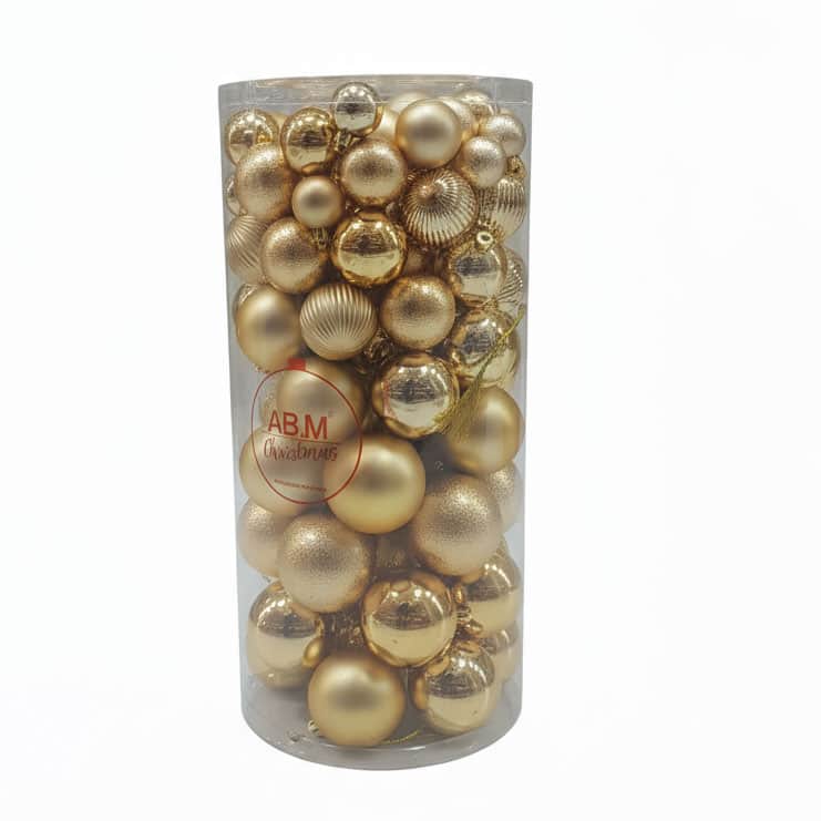 Cilindro 100 Palline Natalizie Oro Assortite Confezione da 100