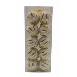 Set 20 Sfere Natalizie Bianco e Oro Ø6 cm NATALUNA