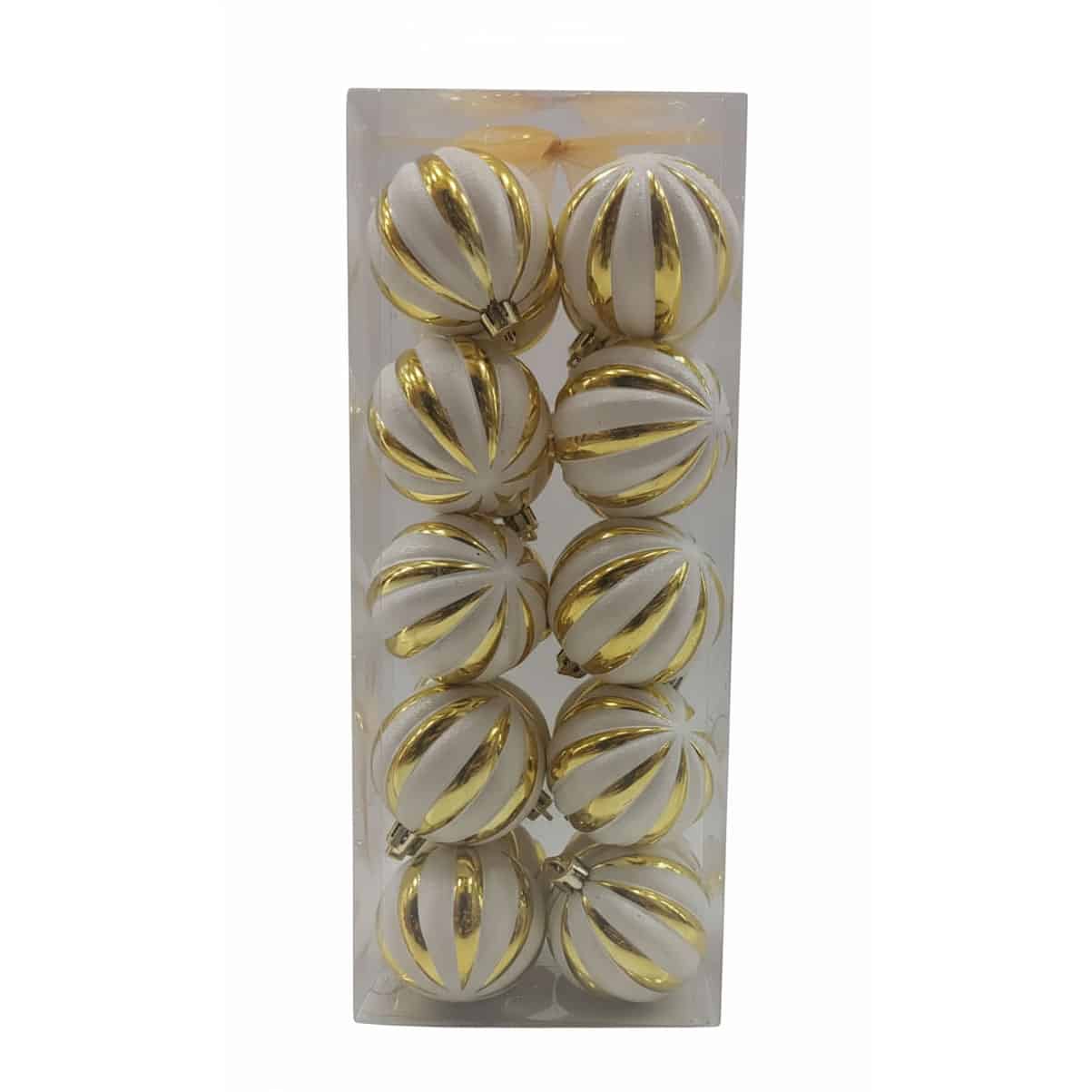Set 20 Sfere Natalizie Bianco e Oro Ø6 cm NATALUNA