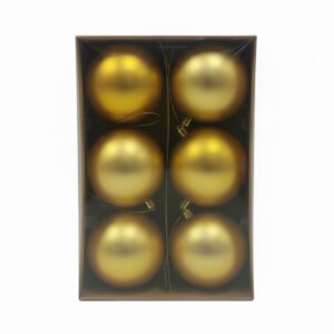 Set di 6 palline natalizie oro lucide Ø10 cm in box elegante. Finitura brillante per un albero raffinato e luminoso. Prezzo: €3,99.