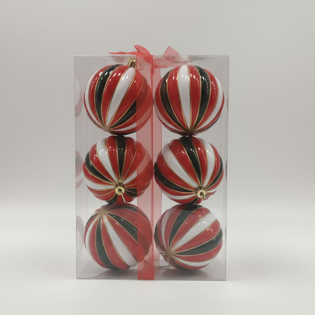 Set da 6 sfere natalizie rosso e bianco Ø10 cm NATALUNA. Decorazioni eleganti e brillanti per un Natale tradizionale e luminoso. Prezzo: €9,99.