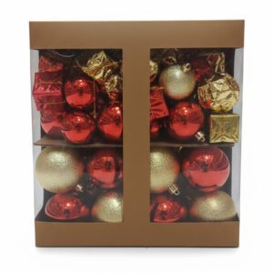 Set 60 Palline Natalizie Rosse e Oro Ø4/5/6 cm – Scatola Regalo Decorativa