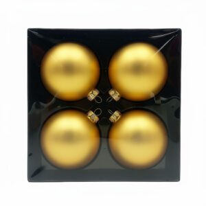 Set da 4 sfere natalizie oro lucide Ø10 cm in box elegant